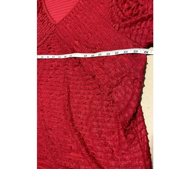 Catherines Top Womens Plus Size 2X 22/24W 3/4 Sleeve Pink Ruffle Lacy Blouse - Picture 8 of 12